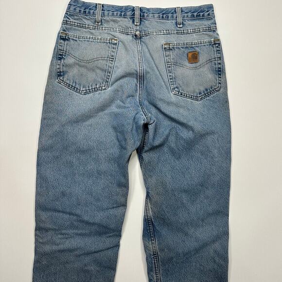 Vintage Carhartt Destroyed Distressed Flannel Lined Workwear Jeans 34 x 36 - Picture 9 of 12
